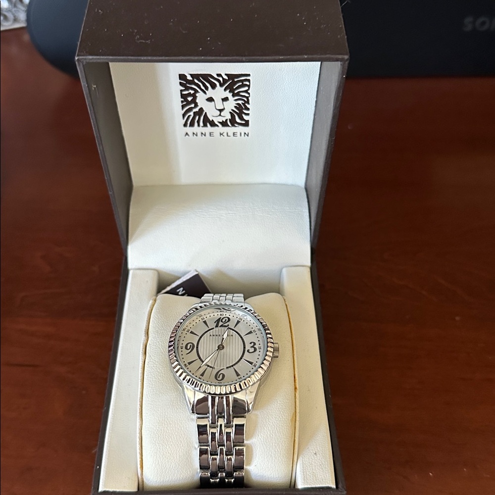 Anne Klein Silver-Tone Watch with White Dial